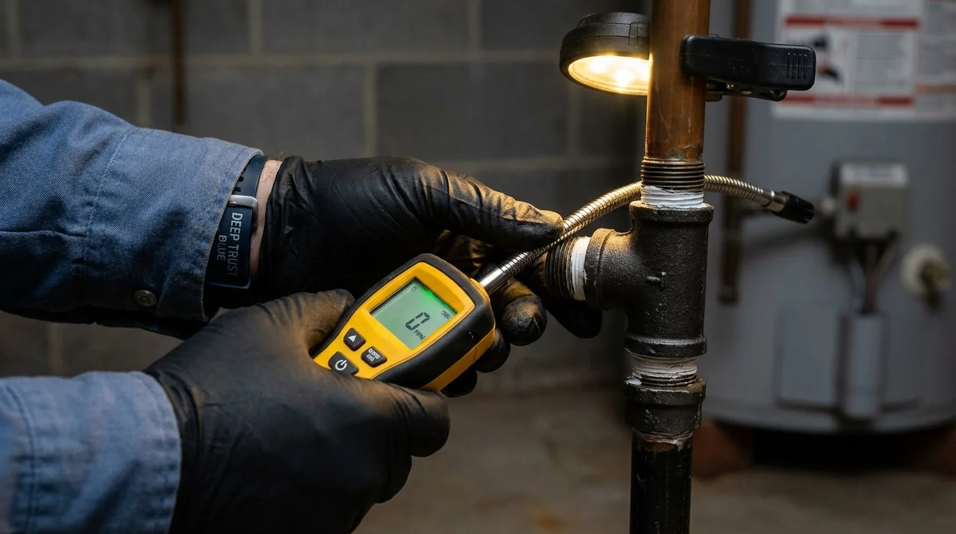 Gas leak detection with electronic sniffer by Johns Plumbing LLC in Birmingham