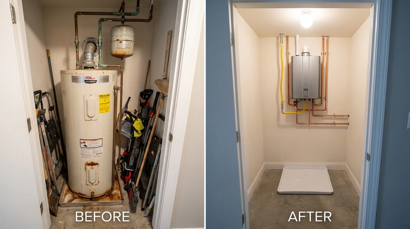 Tank water heater versus wall-mounted tankless unit comparison for Birmingham, MI homeowners